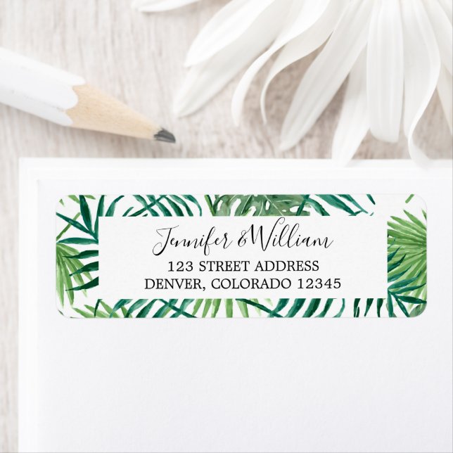 Watercolor green tropical palm tree leaves wedding (Insitu)