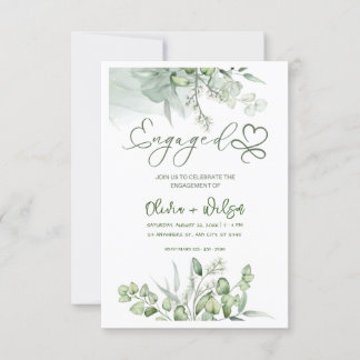 watercolor  green wedding save the date invitation