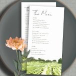 Watercolor Green Winery Vineyard Wedding Menu Card<br><div class="desc">Rustic Watercolor Winery Vineyard Theme Collection.- it's an elegant script watercolor Illustration of vineyard lively green in colour,  Perfect for your Vineyard destination wedding & parties. It’s very easy to customize,  with your personal details. If you need any other matching product or customization,  kindly message via Zazzle.</div>