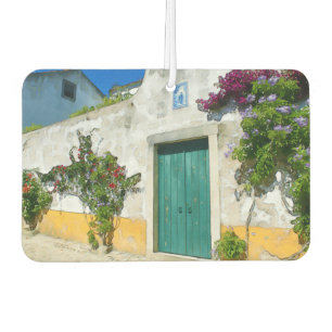 Watercolor green wooden door car air freshener