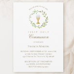 watercolor green wreath first holy communion invitation<br><div class="desc">first holy communion invitation</div>