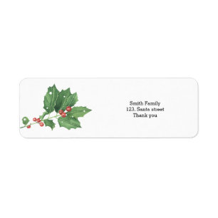 Watercolor green wreath with red berries