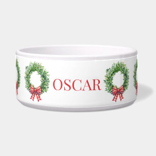 Watercolor Green Wreath With Red Gingham Bow