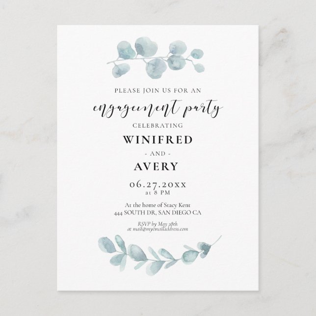 Watercolor greenerife Engagement invitation de la  (Devant)