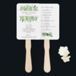 Watercolor Greenery and Foliage Border Hand Fan<br><div class="desc">This beautiful floral design features watercolor greenery and your cusotm text.  Add your information using the template form. The advanced editing menu can be used to change the font,  colours and layout of the text.</div>