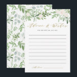 Watercolor Greenery and White Flower Wedding Advice Card<br><div class="desc">Give your advice and well wishes to the newlyweds with this whimsical wedding advice card. It features watercolor illustrations of greenery and white flowers with matching botanical pattern. This greenery advice and wishes card is perfect for spring and winter weddings.</div>