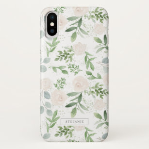 Watercolor Greenery and White Flowers Pattern Case-Mate iPhone Case