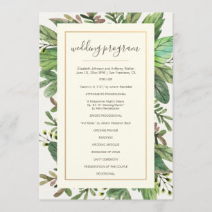 Watercolor Greenery and Woodsy Wedding Program