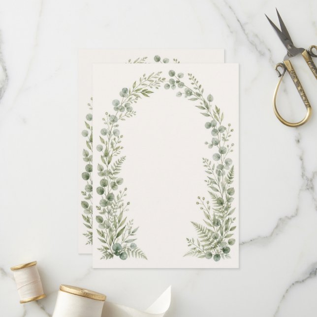 Watercolor Greenery Arch Wedding Program (Front/Back In Situ)