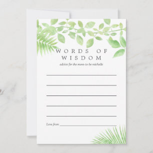 Watercolor Greenery Baby Shower Advice for Mother Card