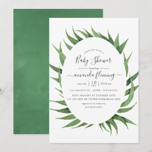 Watercolor Greenery Baby Shower Invitation