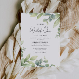 Watercolor Greenery Baby Shower Invitation