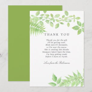 Watercolor Greenery Baby Shower Thank You Card