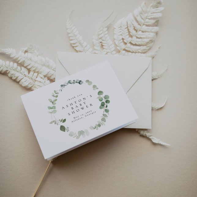 Watercolor Greenery Baby Shower  Thank You Card (Creator Uploaded)