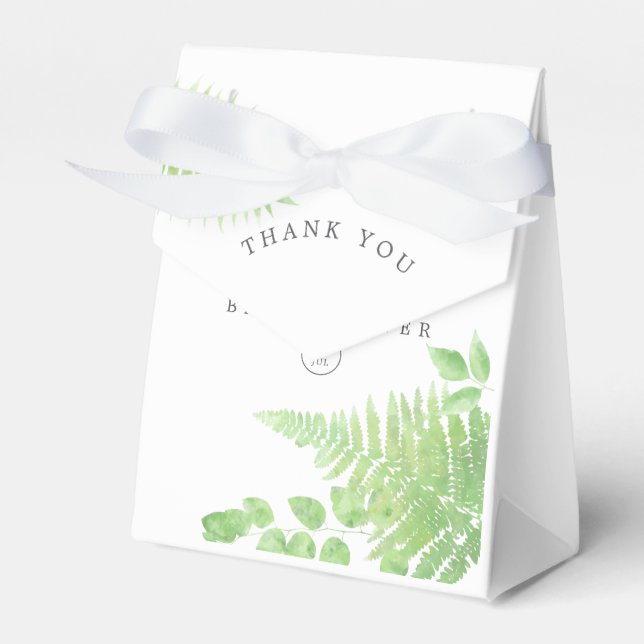Watercolor Greenery Baby Shower Thank You Favor Box (Front Side)