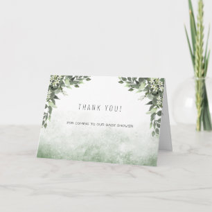Watercolor Greenery Baby Shower Thank You Note Card