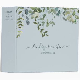 Watercolor Greenery Blue Teal Wedding Planner Binder
