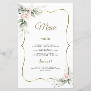 Watercolor Greenery Blush Flowers Gold Wedding 