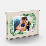 Watercolor Greenery Border Photo Block<br><div class="desc">This charming photo block features your favourite photo accented with watercolor leaves on ANY COLOR BACKGROUND to match your photo. CHANGE the date to the current year or you can delete it or add more information. Great as a gift or to display your favourite photo in your own home. *VERTICAL...</div>