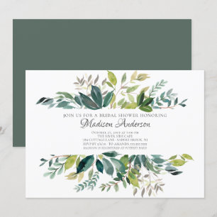 Watercolor Greenery Botanical Bridal Shower Invitation