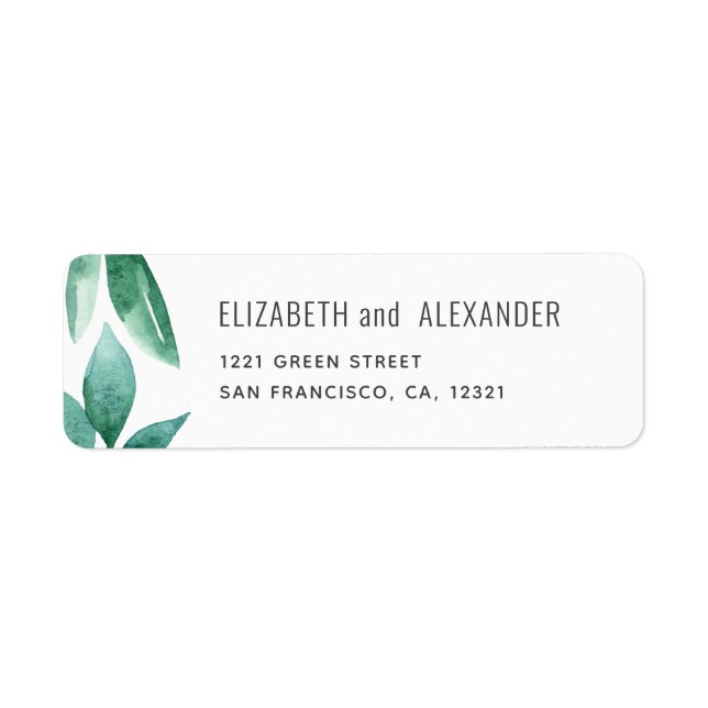 Watercolor greenery. Botanical wedding address (Front)