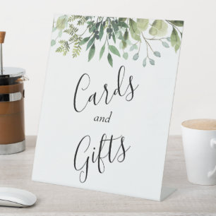 Watercolor Greenery Botanical Wedding Gifts Pedestal Sign