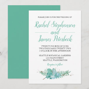 Watercolor Greenery Botanical Wedding Invitation
