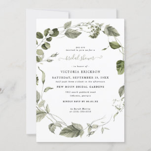 Watercolor Greenery   Bridal Shower Invitation