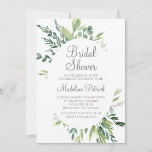 Watercolor Greenery Bridal Shower Invitation