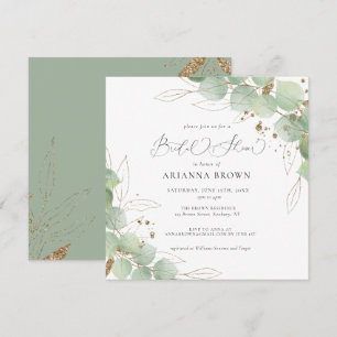Watercolor Greenery Calligraphy Bridal Shower  Invitation