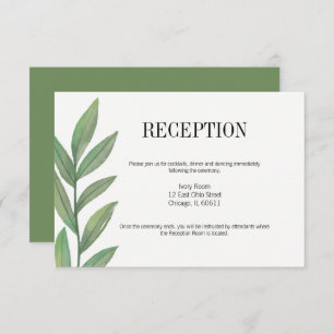 Watercolor Greenery Carte de réception de mariage