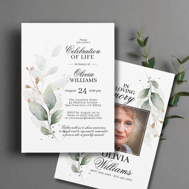 Watercolor Greenery Celebration of Life Invitation (Watercolor Greenery Celebration of Life Invitation)