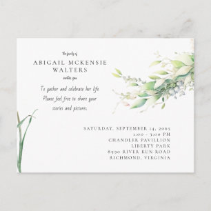 Watercolor Greenery Celebration of Life Postcard