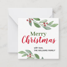 Watercolor Greenery Christmas Cards