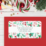 Watercolor Greenery Christmas  Label<br><div class="desc">This design features watercolor greenery and Christmas botanicals such as holly,  berries,  pine needles,  flowers and more in traditional red and green colours. Customise this design. See the whole matching collection.</div>