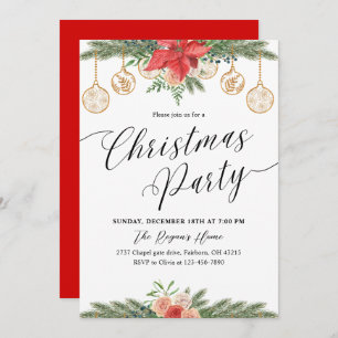 Watercolor Greenery Christmas Party  Invitation