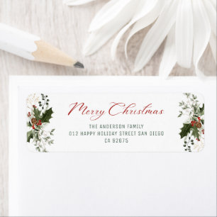 Watercolor Greenery Christmas Return Address