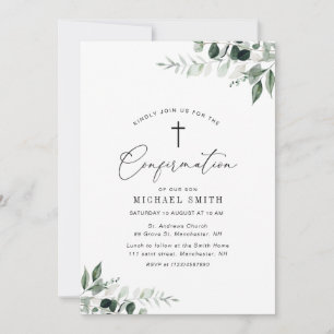 watercolor greenery confirmation invitation