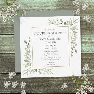Watercolor Greenery Couples Baby Shower Sprinkle Invitation