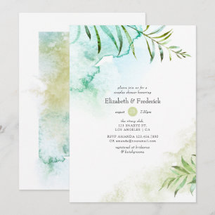 Watercolor Greenery Couples Shower Invitation