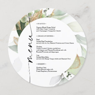 Watercolor Greenery Double Sided Wedding Menu