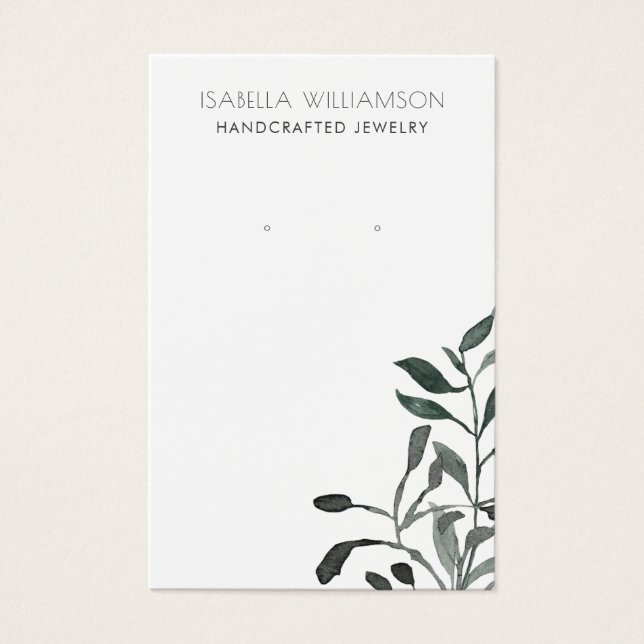 Watercolor Greenery Earring Jewelry Display Card (Front)