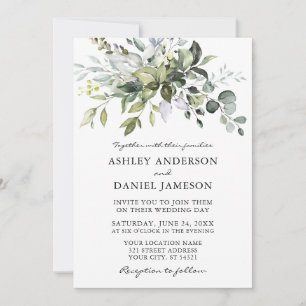 Watercolor Greenery Elegant Wedding Invitation