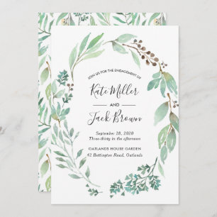Watercolor Greenery Engagement Party invitation