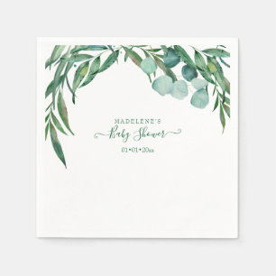 Watercolor Greenery, Eucalyptus Baby Shower Napkin