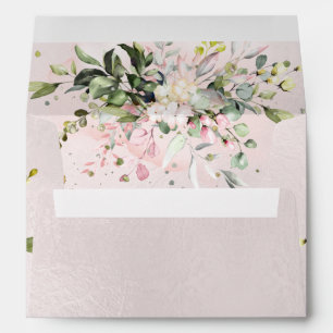 Watercolor Greenery Eucalyptus, Blush Pink Envelope