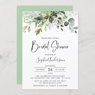 Watercolor Greenery Eucalyptus Bridal Shower Invitation