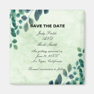 Watercolor Greenery Eucalyptus Leave Save The Date Magnet