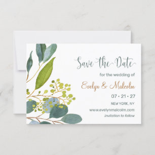 Watercolor greenery, eucalyptus Save the Date