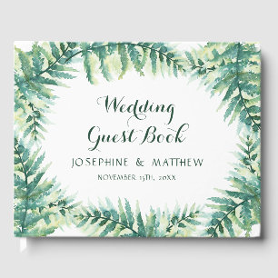 Watercolor Greenery Fern Foliage Wedding Guest Book